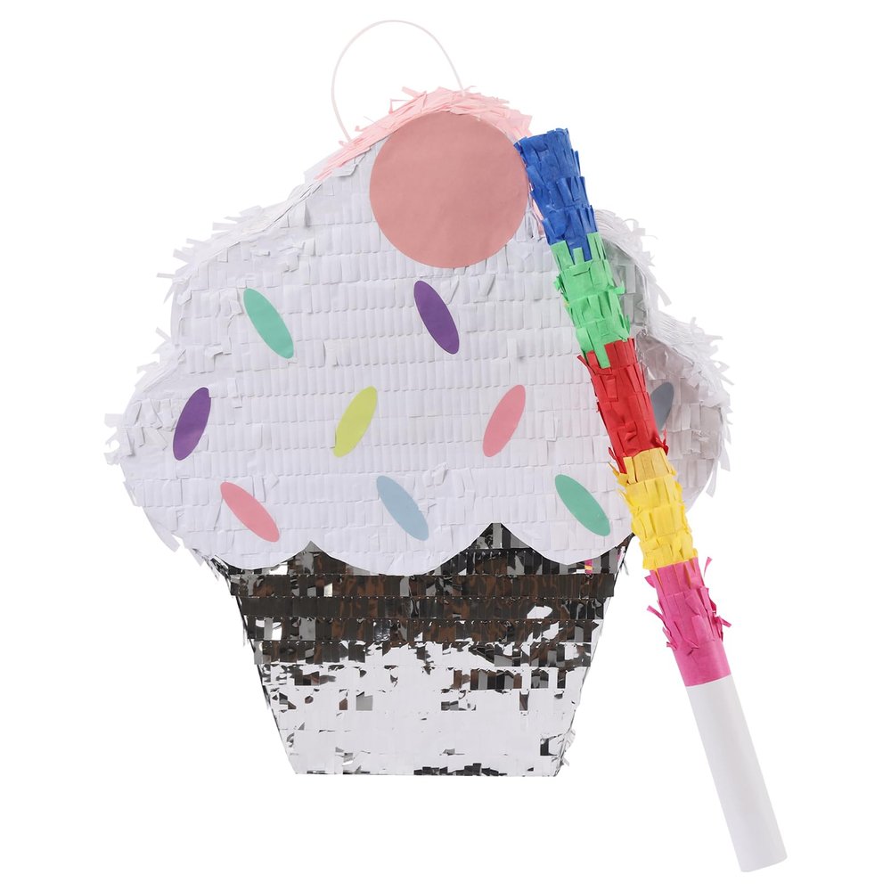 15" Ice Cream Cake Pinata Birthday Party Decorationwith Stick, for Birthday, Baby Shower, Summer Event, Adorable Design