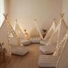 Sumbababy 6 Pack Teepee Tent for Kids Sleepover Party Indoor, Play Tent with Star Lights, Washable & Foldable Toddler Slumber Party Tent for Girls & Boys, White view 1