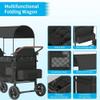 STOKRA Folding Wagon Stroller for 4 Kids, Outdoor All-Terrain Baby Stroller Wagon for Toddler with Removable Canopy, 5-Point Safety Harness, Shock-Absorbing Wheel & Adjustable Handle, Parent Organizer view 4