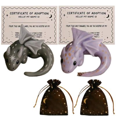 2X Support Dragon Adoption Kit, Emotional Support Dragon,Miniature Dragons Figurine, Fantasy Desk Decor, Stress Comfort & Calming, Cute Dragons Whimsical Gift for Halloween Xmas Desk Bookshelf Decor