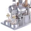 Stirling Engine Kit, ENJOMOR Balanced Two-Cylinder Hot Air Stirling Engine Generator Model with Voltage Meter LED Bulb, Educational Physics Experiment Kit view 4