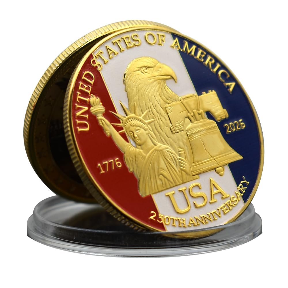 1776-2026 USA 250th Anniversary Commemorative Coin Set Liberty Bell Statue of Liberty Marines Independence Souvenir Gift (Style 1-1pc)