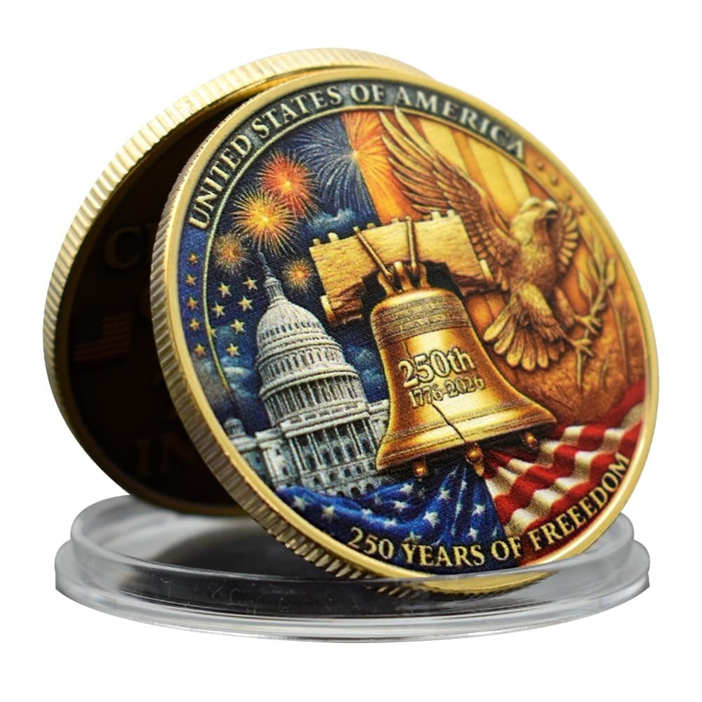 1776-2026 USA 250th Anniversary Commemorative Coin Set Liberty Bell Statue of Liberty Marines Independence Souvenir Gift (Style 9-1pc)