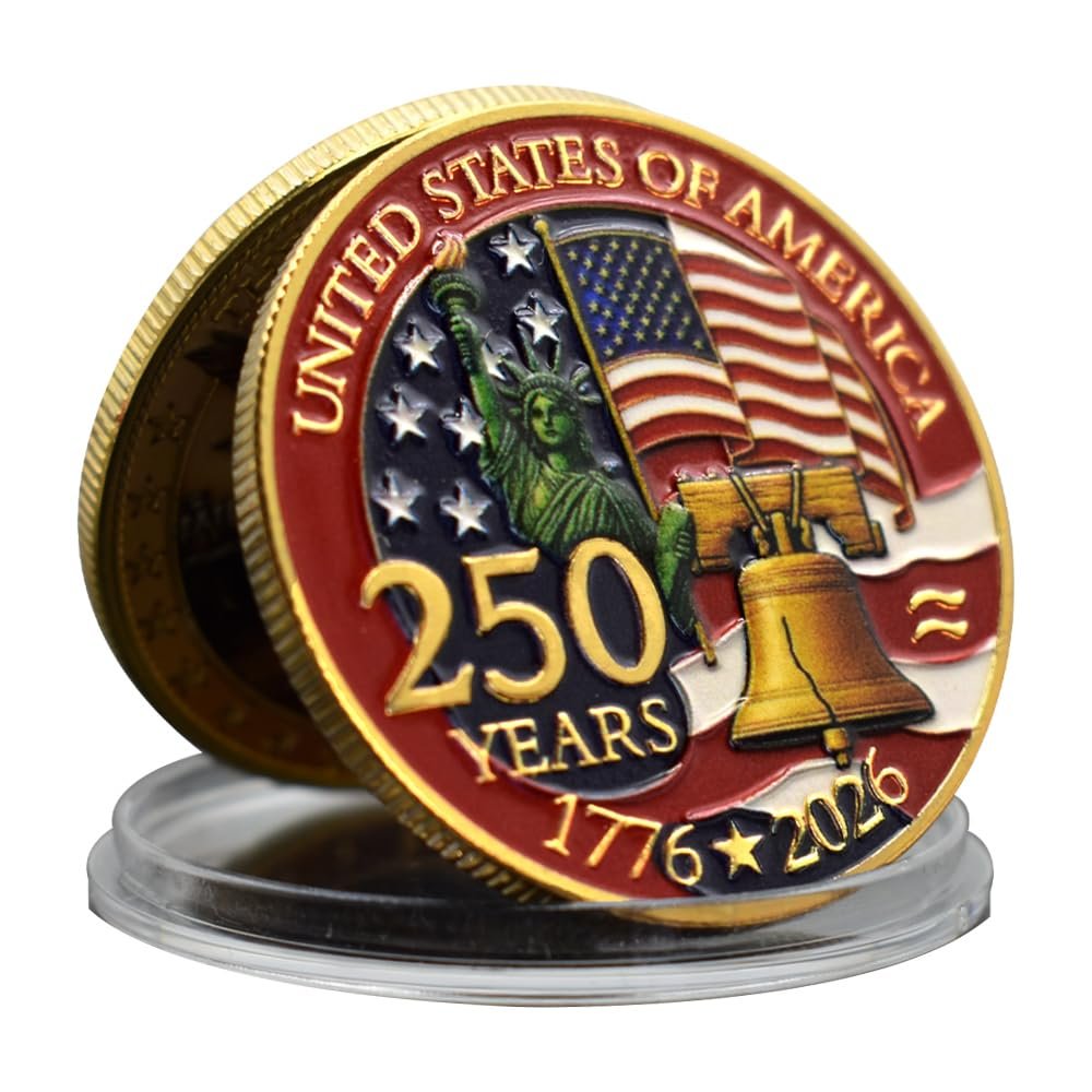1776-2026 USA 250th Anniversary Commemorative Coin Set Liberty Bell Statue of Liberty Marines Independence Souvenir Gift (Style 6-1pc)