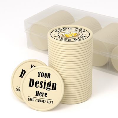 200-1000 Custom Poker Chips for 16 Colors,Personalized Drink Tokens,Double Sided Full Color Print,Design Your Logo Text Images for Bar Party,Business Cards,Expedited Delivery Available (Beige)