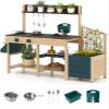 INFANS Mud Kitchen, Kids Outdoor Wooden Kitchen Play Set with Planter Box Storage Case Removable Sink Faucet Stoves Toddler Backyard Garden Pretend Cooking Toys for Boys Girls Ages 3+ (Dark Green) view 1