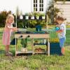 INFANS Mud Kitchen, Kids Outdoor Wooden Kitchen Play Set with Planter Box Storage Case Removable Sink Faucet Stoves Toddler Backyard Garden Pretend Cooking Toys for Boys Girls Ages 3+ (Dark Green) view 2