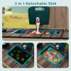 INFANS Mud Kitchen, Kids Outdoor Wooden Kitchen Play Set with Planter Box Storage Case Removable Sink Faucet Stoves Toddler Backyard Garden Pretend Cooking Toys for Boys Girls Ages 3+ (Dark Green) view 3