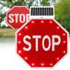 ddingsmafosee Upgraded Solar Flashing Stop Sign with 24 LEDs - Octagon Aluminum Reflective Flashing Stop Signs W/Reflective Film,for Traffic Road,Garage & School Zones 80cm/31.5in view 1
