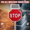 ddingsmafosee Upgraded Solar Flashing Stop Sign with 24 LEDs - Octagon Aluminum Reflective Flashing Stop Signs W/Reflective Film,for Traffic Road,Garage & School Zones 80cm/31.5in view 4