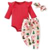 Aalizzwell 0-3 Months Newborn Infant Baby Girl Christmas Clothes Xmas Outfit Holiday Clothing Red view 1