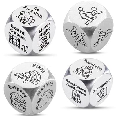 4Pcs Valentines Day Gifts Date Night Decision Dice Date Night Gift for Boyfriend Girlfriend Food Dice for Him Her Anniversary Day Gifts for Wife Husband Wedding Birthday Bachelorette for Bride