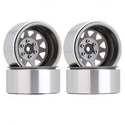 4PCS AMK 1.9 Steel Beadlock Wheels with 12mm Hex & -8.9mm Offset Wheel Rims for 1/10 RC Rock Crawler TRX4 TRX6 SCX10 CAPRA-10 Redcat Gen8 1.9 Wheels Upgrade (Gray)