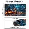 HGGJFLYX Playmat for MTG, 28x16 Inch for TCG Playmat with Non-Slip Rubber Base, Smooth Surface Stitched Edges, Magic Card Game Mat with Storage Bag, and Desk Mousepad, Pumpkin Skull Bat view 2