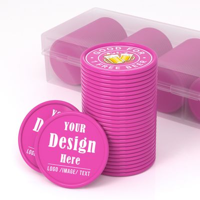 200-1000 Custom Poker Chips for 16 Colors,Personalized Drink Tokens,Double Sided Full Color Print,Design Your Logo Text Images for Bar Party,Business Cards,Expedited Delivery Available (Rose Red)