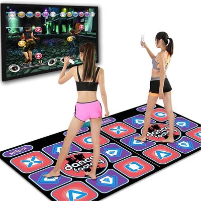 Dance Pad Dancing Mat for TV - Plug and Play, Double Person Non-Slip Dancing Pad Mat for Console Game Dance Blanket for PC Laptop Video Game (Black, One MATS with Two Handles)