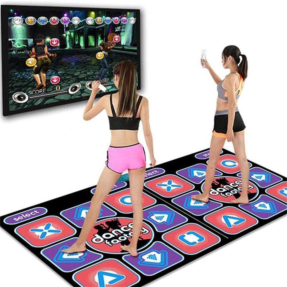 Dance Pad Dancing Mat for TV - Plug and Play, Double Person Non-Slip Dancing Pad Mat for Console Game Dance Blanket for PC Laptop Video Game (Black, One MATS with Two Handles)