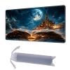 HGGJFLYX Playmat for MTG, 28x16 Inch for TCG Playmat with Non-Slip Rubber Base, Smooth Surface Stitched Edges, Magic Card Game Mat with Storage Bag, and Desk Mousepad, Book of Moonlit Castle view 1