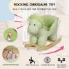 KEIKI Dinosaur Ride-On Rocking with Lullaby Song, Hand Puppets, Safety Belt, Plush Rocking Horse for Ages 1-3, Interactive Kids Rocker, Green view 4
