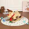 KEIKI Moose Rocking Horse with Lullaby, Hand Puppets & Safety Belt, Wooden Stuffed Animal Rocker for Ages 1-3, Boys and Girls, Nursery or Christmas, Birthday Gift, Apricot view 1