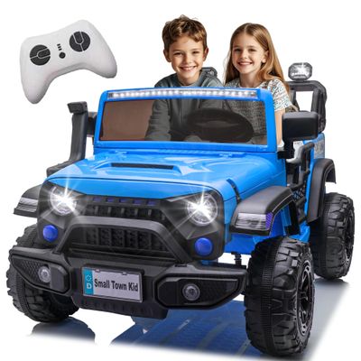 24V Ride on Toys for Big Kids, 2 Seater Ride on Cars with Remote Control, 400W Motor, Ride on Truck w/ 20in Wide Seat, 3 Speeds, Lights, Bluetooth, Electric Car for Kids 3-8, Capacity 110 lb-Blue