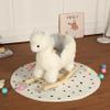 KEIKI Alpaca Rocking Horse with Lullaby, Hand Puppets & Safety Belt, Wooden Stuffed Animal Rocker for Ages 1-3, Boys and Girls, Nursery or Christmas, Birthday Gift, White view 1