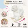 KEIKI Alpaca Rocking Horse with Lullaby, Hand Puppets & Safety Belt, Wooden Stuffed Animal Rocker for Ages 1-3, Boys and Girls, Nursery or Christmas, Birthday Gift, White view 4