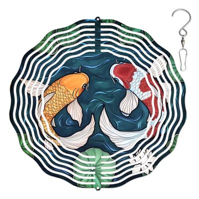 3D Kinetic Wind Spinners 10in Koi Fish Outdoor/Indoor Decor for Garden,Patio,Yard Yard Art Decoration,Birthday Gifts for Women,Mom & Grandma
