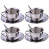 CAKEEYUM Kids Tea Set Heat-Resistant Stainless Steel Childrens Tea Set with 4 70ml Cup, 4 Saucer and Spoon for Girls and Boys Kids, Childrens, Sets for view 1