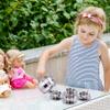 CAKEEYUM Kids Tea Set Heat-Resistant Stainless Steel Childrens Tea Set with 4 70ml Cup, 4 Saucer and Spoon for Girls and Boys Kids, Childrens, Sets for view 3