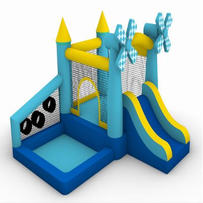 JumpYeah Inflatable Castle Bounce House with Slide, Blue and Yellow Oxford Cloth, 126x126x86 Inches, Indoor Outdoor Playhouse with Windmill Decor, Ages 3-10 (Bule, Medium)