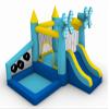 JumpYeah Inflatable Castle Bounce House with Slide, Blue and Yellow Oxford Cloth, 126x126x86 Inches, Indoor Outdoor Playhouse with Windmill Decor, Ages 3-10 (Bule, Medium) view 1