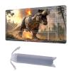 HGGJFLYX Playmat with Zone for MTG,28x16 Inch for TCG Playmat with Non-Slip Rubber Base,Smooth Surface Stitched Edges,Magic Card Game Mat with Storage Desk Mousepad,Fiery Tyrannosaurus view 1