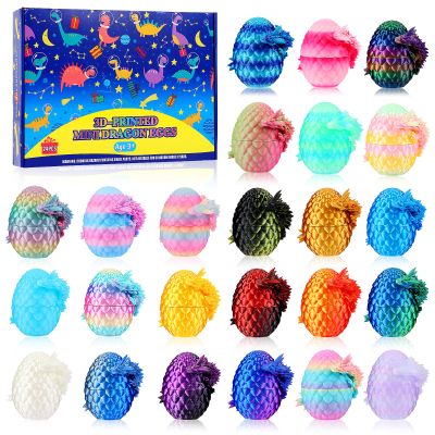 Fenoee 24 Pack 3D Printed Dragon Eggs with Dragon Inside,Prefilled Easter Dragon Egg for Basket Stuffers,Animals Toy Party Favors for Kids,Goodie Bags Stocking Stuffers for Teen Boys Grandkids Girls