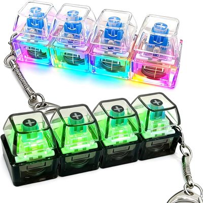 2 Pack Keyboard Fidget Keychain with LED Lights,Keyboard Fidget Toy,Keyboard Button Finger Clicker for Anxiety Relief(Transparent)