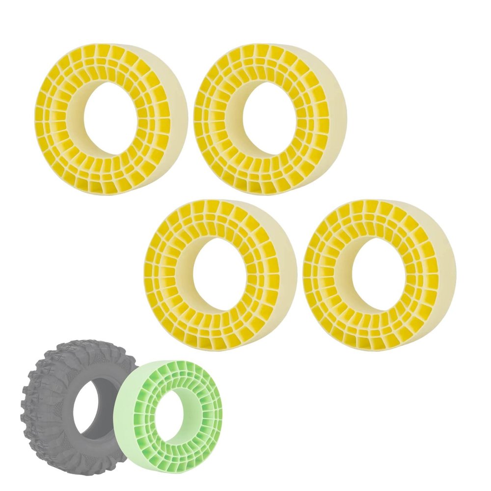 4PCS 2.2" Tire Inserts Silicone Rubber Foam Waterproof for 132-134mm Dual Hardness Options, Enhanced Sidewall Support & Stability Upgrade Compatible with RC Crawlers (Yellow)