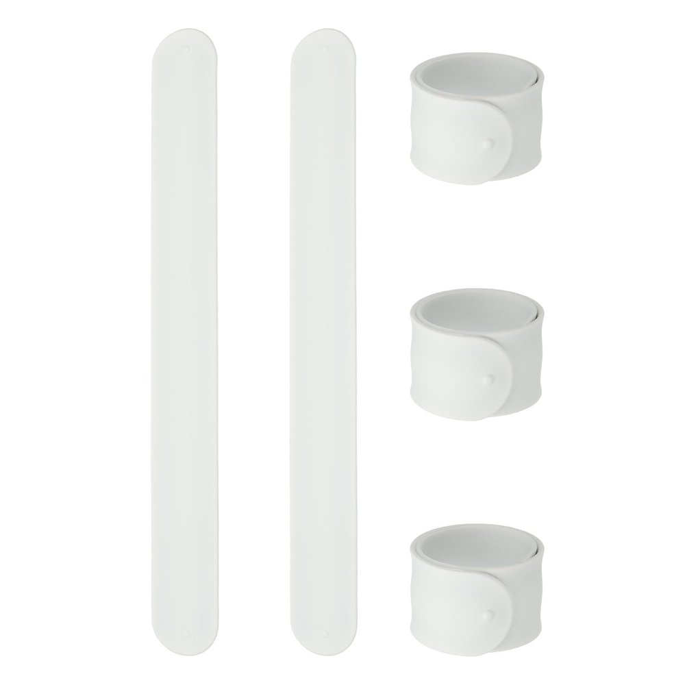 uxcell 5 Pcs Silicone Slap Bracelets Bulk, Snap Wristbands Bracelets Multicolor Bands Wraps for Party Favors, Classroom Reward, DIY Painting Crafts, White