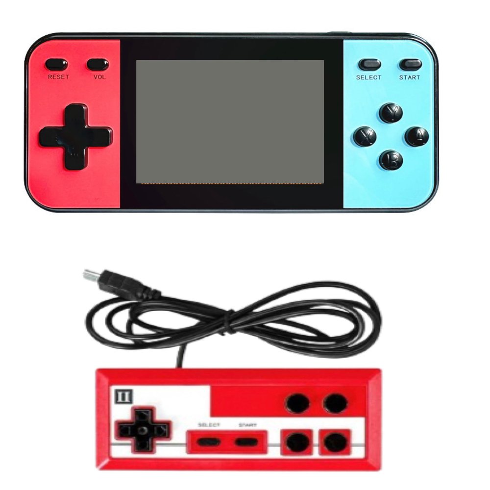32 Bit Retro Mini Handheld Game Console | Preloaded 600 Fun Video Games with 3.0" IPS LCD Color Display | Rechargeable Mini Portable Arcade Game | Blue-Red ( Multiplayer Remote Control Included)