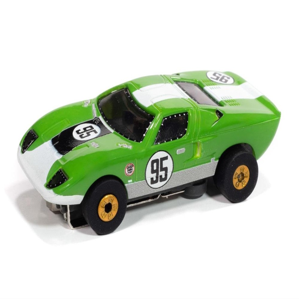 Auto World SC415 Thunderjet 1966 Ford GT40 (Green & White) HO Scale Slot Car