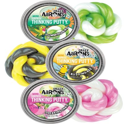 Crazy Aarons Putty Mini Tins Spring Sunshine Gift Set 3 Pack (Humming Bird, Sneaking Snail & Buzzing Bee) Sensory Fidget Toy Bundle Soft, Stretchy, Colorful .47oz Each Ages 3+
