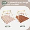4-in-1 Wooden Baby Play Gym & Activity Mat, Soft Cotton Tummy Time Mat for Babies 0+,with 3 Detachable Toys for Sensory & Motor Skill Development,Newborn Infant Baby Essentials Gift,Blush-Rainbow view 3