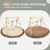 4-in-1 Wooden Baby Play Gym & Activity Mat, Soft Cotton Tummy Time Mat for Babies 0+,with 3 Detachable Toys for Sensory & Motor Skill Development,Newborn Infant Baby Essentials Gift,Light Brown-Lion view 3
