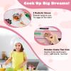 Costzon Kids Play Kitchen, Little Chef Montessori Cooking Toy Playset w/ 2 Stoves, Rotation Knobs, Faucet, Sink, Dishwasher, 2 Drawers & Cabinet, Wooden Kitchen Playset for Girls Boys Aged 3+ (Pink) view 2