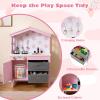 Costzon Kids Play Kitchen, Little Chef Montessori Cooking Toy Playset w/ 2 Stoves, Rotation Knobs, Faucet, Sink, Dishwasher, 2 Drawers & Cabinet, Wooden Kitchen Playset for Girls Boys Aged 3+ (Pink) view 4