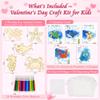 28 PCS Valentines Day Gifts for Kids Classroom, Paint Valentines Craft Kits W/ Sea Animals Wood Painting&Art Supplies, Valentines Cards for KidsValentine Party Favors School Exchange Gift for Girl view 2