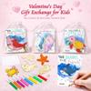28 PCS Valentines Day Gifts for Kids Classroom, Paint Valentines Craft Kits W/ Sea Animals Wood Painting&Art Supplies, Valentines Cards for KidsValentine Party Favors School Exchange Gift for Girl view 4