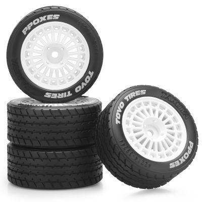 12mm Hex RC Car Tires and Wheels, daitoku 1/14 RC On-Road Drift Racing Tires for Tamiya M08/05/06 MF-01X 1/14 Hyper 14303 14304 14210 - Style C (White)