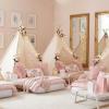 6 Pack Teepee Tent for Kids with Inflatable Airbed, Light, Indoor Toddler Sleepover Tents Children Room Tents for Slumber Party, Outdoor Kids Play Tent Play House for Girls & Boys view 4