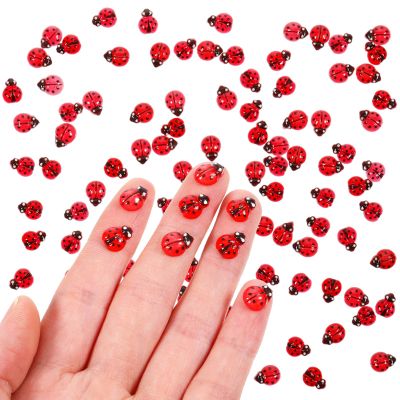100 Pcs Mini Resin Ladybug Decor, 2 Types Miniature Ladybugs Figurines, Tiny Ladybugs for Crafts, Mini Resin Things Animals for Fairy Garden Dollhouse Micro Landscaping Decoration