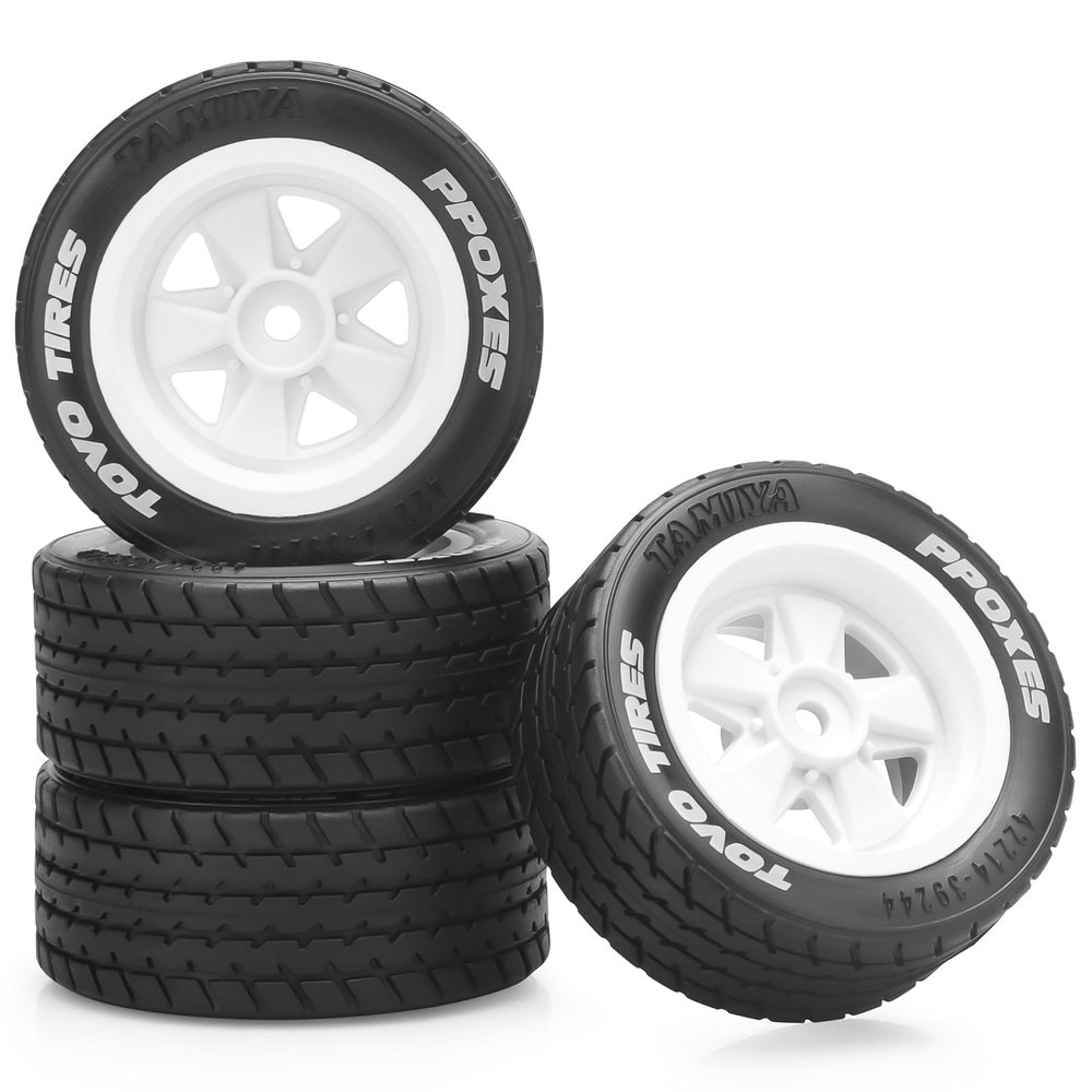 1/14 RC Car Tires and Wheels, daitoku 12mm Hex RC On-Road Drift Tires for Tamiya M08/05/06 MF-01X 1/14 Hyper 14303 14304 14210 - Style A (White)